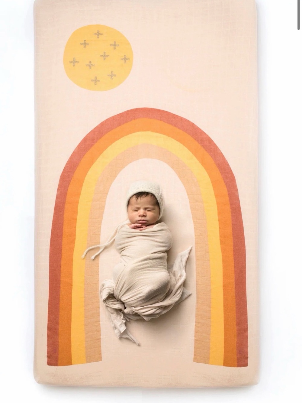 Cove Neutral Rainbow Crib Sheet - Cream, Yellow, Orange, Tan